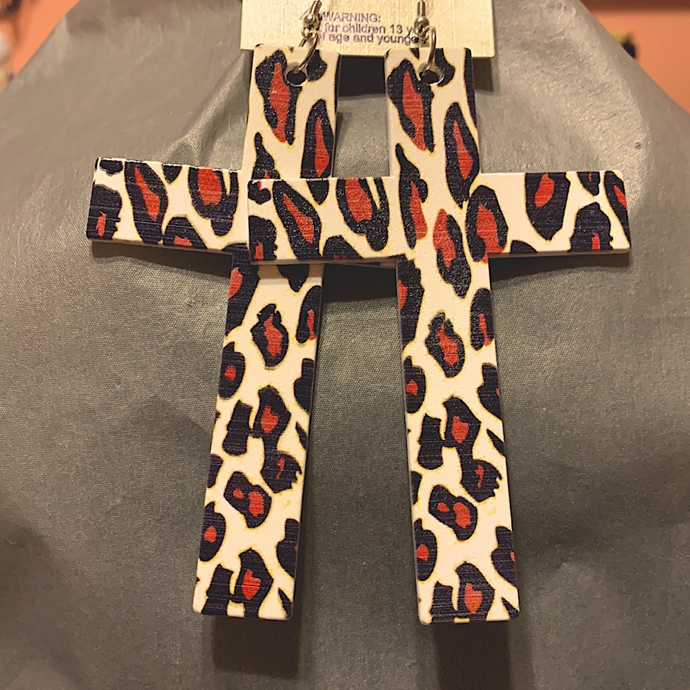 Cheetah Cross Earrings